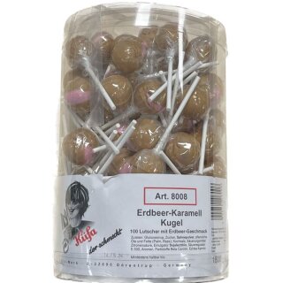 Küfa Erdbeer-Karamell Kugel Lutscher 100Stk.